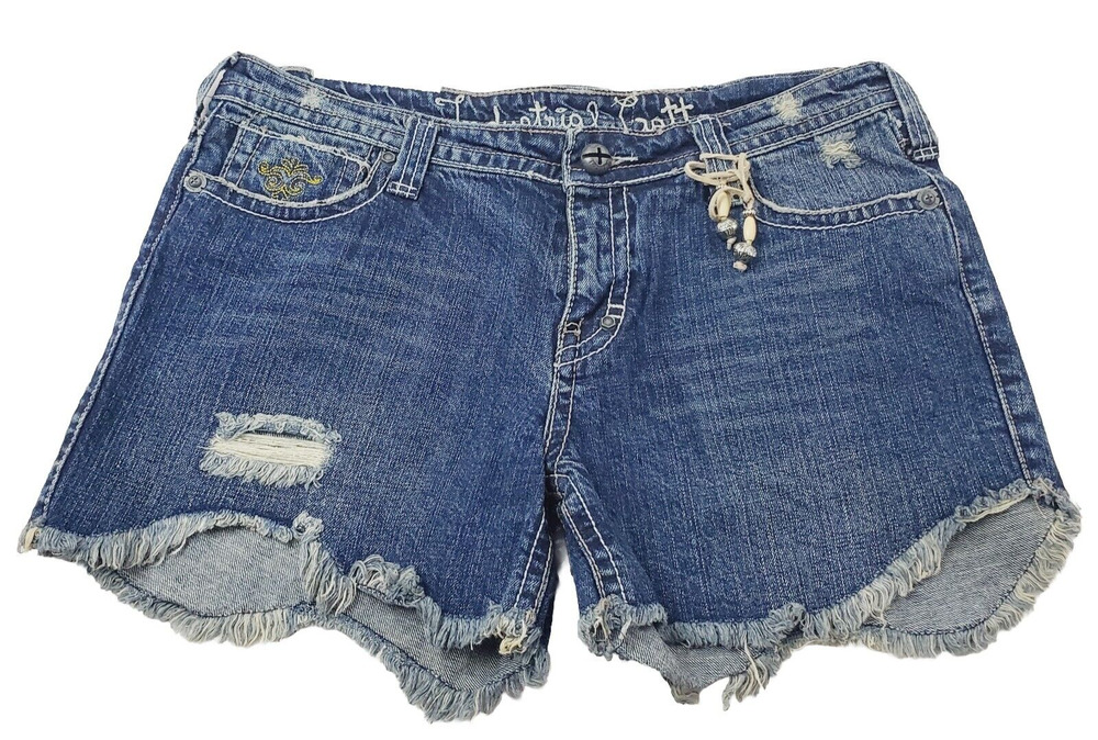 Industrial Cotton Jean Shorts Women's 11 Blue Denim Distressed 5 Pocket Pants